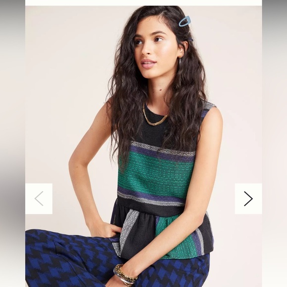 Anthropologie Corey Lynn Carter Peplum Striped Top XS - Picture 1 of 5